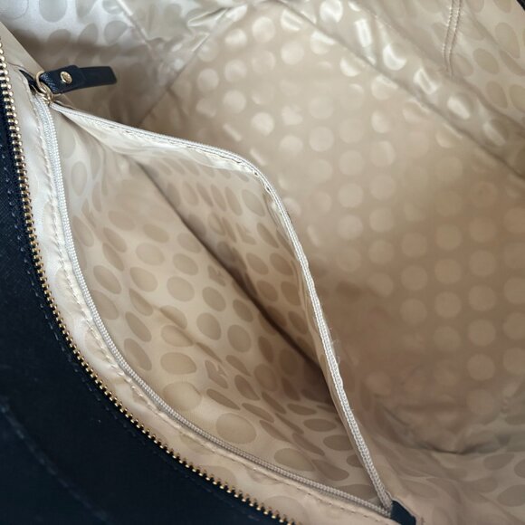 Kate Spade Black Leather Tote Bag | Large Zipper Top Purse with Gold Hardware - Picture 4 of 9